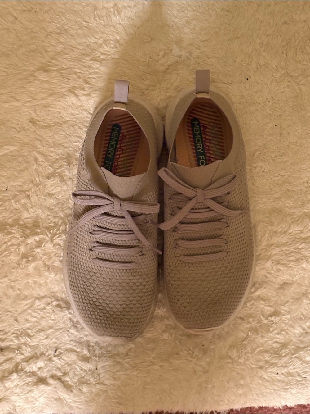 Skechers Women's Knit Lace-Up Sneakers in Light Gray
